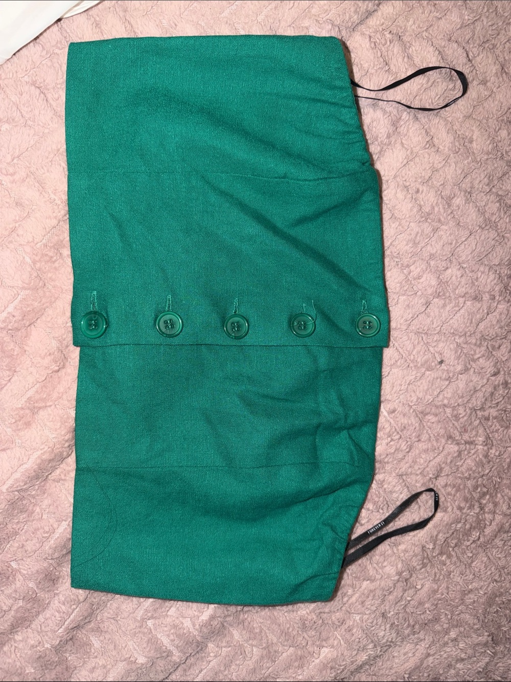 F21 Green Buttoned Strapless Top